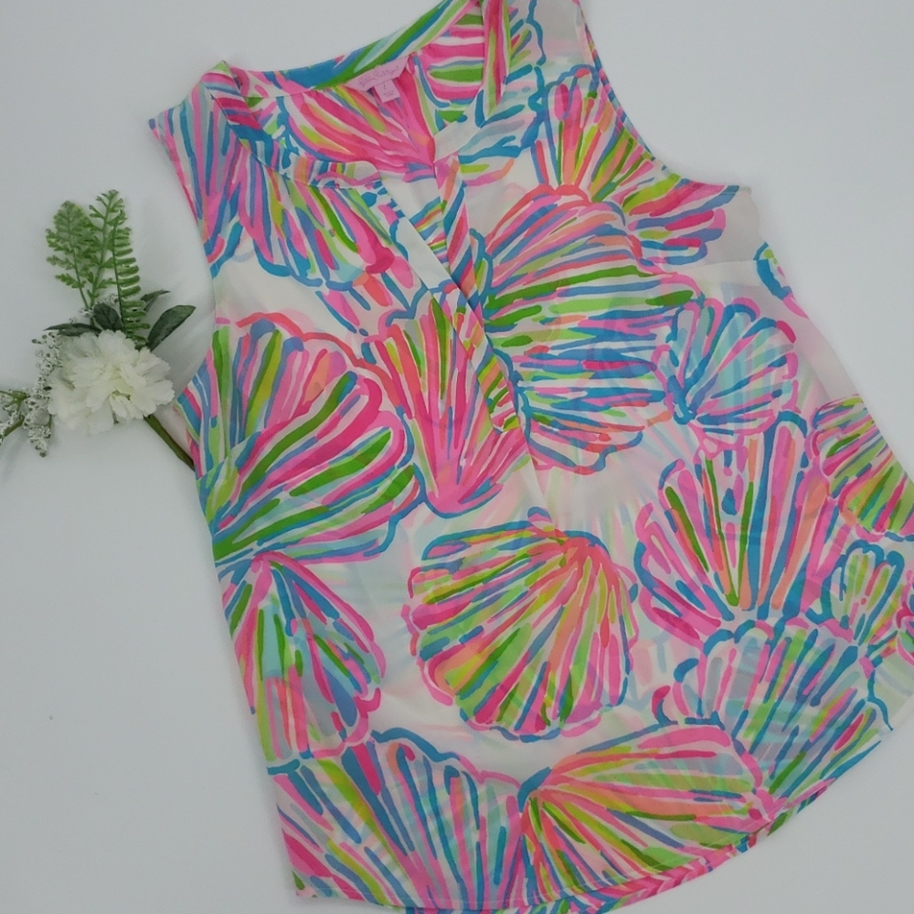 Lilly Pullitzer silk Stacey top Large